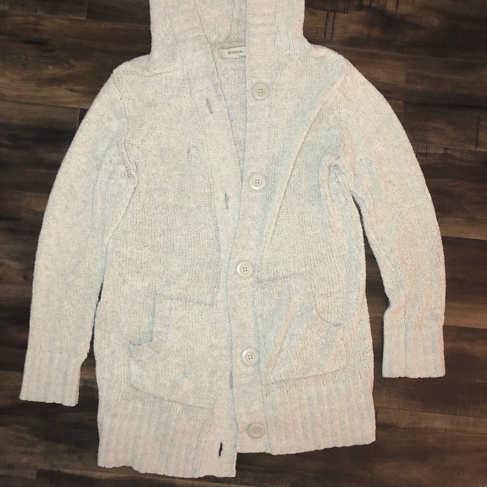 White Cardigan w/ Hoodie